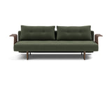 Recast Dark Styletto sovesofa med armlæn i 413 Esina Olive Green, set forfra