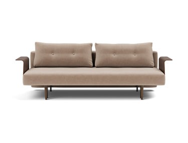 Recast Dark Styletto sovesofa med armlæn i 417 Esina Mocha, set forfra