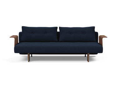 Recast Dark Styletto sovesofa med armlæn i 528 Mixed Dance Blue, set forfra