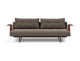 Recast Dark Styletto sovesofa med armlæn i 530 Bouclé Taupe, set forfra
