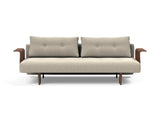 Recast Dark Styletto sovesofa med armlæn i 539 Bouclé Beige, set forfra