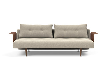 Recast Dark Styletto sovesofa med armlæn i 539 Bouclé Beige, set forfra