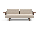 Recast Dark Styletto sovesofa med armlæn i 612 Blida Sand Grey, set forfra
