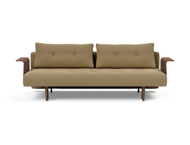 Recast Dark Styletto sovesofa med armlæn i 860 Yogia Olive Brown, set forfra