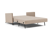 Cubed 140 sovesofa med armlæn i 417 Esina Mocha, slået ud til seng