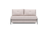 Cubed 140 Chrom sovesofa i 300 Weda Sand, set forfra
