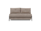 Cubed 140 Chrom sovesofa i 318 Cordufine Beige, set forfra