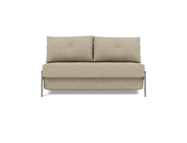 Cubed 140 Chrom sovesofa i 356 Taura Sand, set forfra