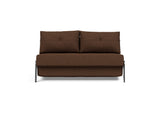 Cubed 140 Chrom sovesofa i 359 Taura Cappuccino, set forfra