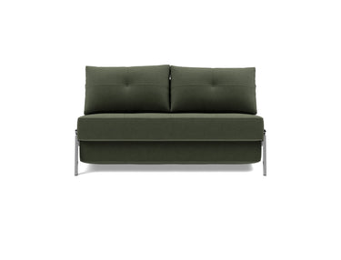 Cubed 140 Chrom sovesofa i 413 Esina Olive Green, set forfra