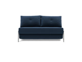 Cubed 140 Chrom sovesofa i 414 Esina Indigo Blue, set forfra