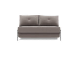 Cubed 140 Chrom sovesofa i 418 Esina Truffle, set forfra