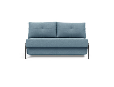 Cubed 140 Chrom sovesofa i 525 Mixed Dance Light Blue, set forfra