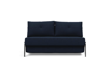 Cubed 140 Chrom sovesofa i 528 Mixed Dance Blue, set forfra