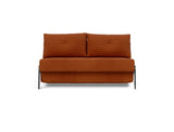 Cubed 140 Chrom sovesofa i 595 Corduroy Burnt Orange, set forfra