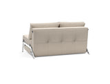 Cubed 140 Chrom sovesofa i 612 Blida Sand Grey, set skråt bagfra