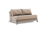Cubed 140 Chrom sovesofa i 417 Esina Mocha, set skråt forfra