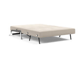 Cubed 140 Chrom sovesofa i 612 Blida Sand Grey, slået ud til seng