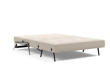Cubed 140 Alu sovesofa i 612 Blida Sand Grey, slået ud til seng