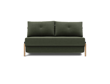 Cubed 140 Wood sovesofa i 413 Esina Olive Green, set forfra