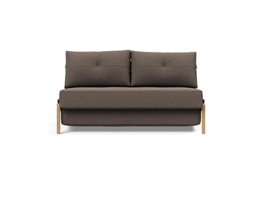 Cubed 140 Wood sovesofa i 530 Bouclé Taupe, set forfra