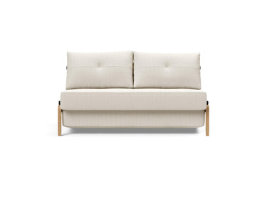 Cubed 140 Wood sovesofa i 531 Bouclé Off White, set forfra