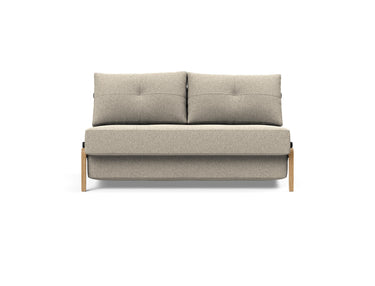 Cubed 140 Wood sovesofa i 539 Bouclé Beige, set forfra