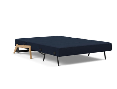 Cubed 140 Wood sovesofa i 528 Mixed Dance Blue, slået ud til seng