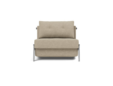Cubed 90 Chrome stol i 356 Taura Sand, set forfra
