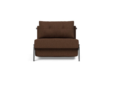 Cubed 90 Chrome stol i 359 Taura Cappuccino, set forfra