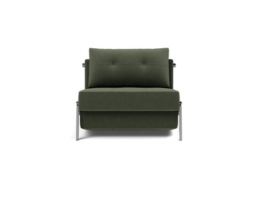 Cubed 90 Chrome stol i 413 Esina Olive Green, set forfra