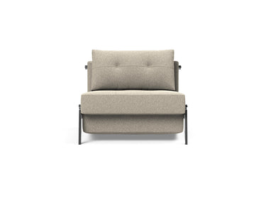 Cubed 90 Chrome stol i 539 Bouclé Beige, set forfra