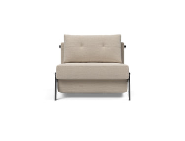 Cubed 90 Chrome stol i 612 Blida Sand Grey, set forfra