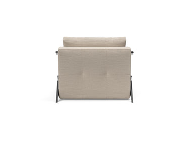 Cubed 90 Chrome stol i 612 Blida Sand Grey, set bagfra