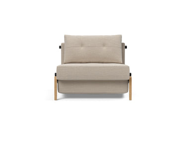 Cubed 90 Wood stol i 612 Blida Sand Grey, set forfra