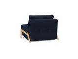 Cubed 90 Wood stol i 528 Mixed Dance Blue, set skråt bagfra