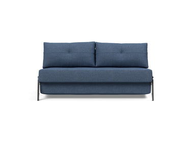Cubed 160 Chrome sovesofa i 302 Weda Blue, set forfra
