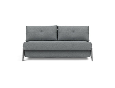 Cubed 160 Chrome sovesofa i 320 Corocco Shadow Grey, set forfra