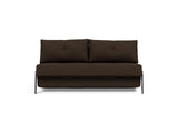 Cubed 160 Chrome sovesofa i 358 Taura Chocco, set forfra