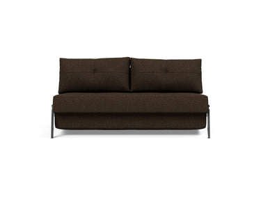 Cubed 160 Chrome sovesofa i 358 Taura Chocco, set forfra