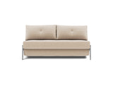 Cubed 160 Chrome sovesofa i 410 Esina Almond, set forfra