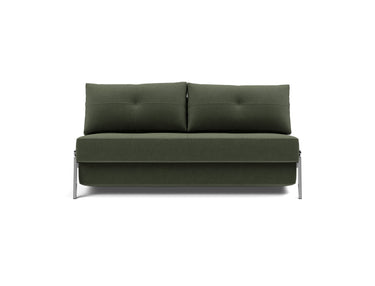 Cubed 160 Chrome sovesofa i 413 Esina Olive Green, set forfra