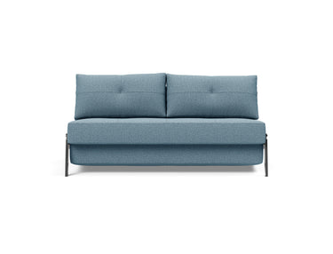 Cubed 160 Chrome sovesofa i 525 Mixed Dance Light Blue, set forfra