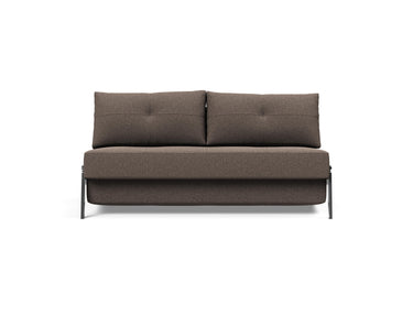 Cubed 160 Chrome sovesofa i 530 Bouclé Taupe, set forfra