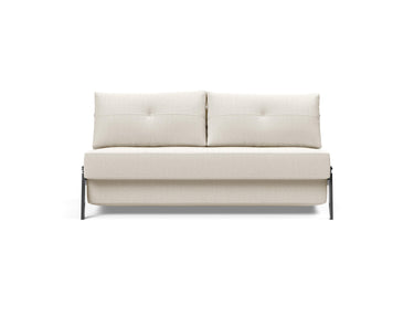 Cubed 160 Chrome sovesofa i 531 Bouclé Off White, set forfra