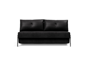 Cubed 160 Chrome sovesofa i 550 Faunal Black, set forfra