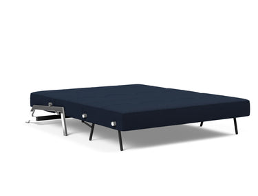 Cubed 160 Chrome sovesofa i 528 Mixed Dance Blue, slået ud til seng