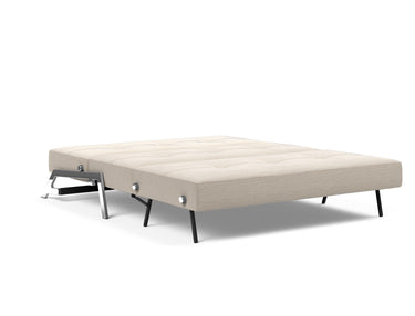 Cubed 160 Chrome sovesofa i 612 Blida Sand Grey, slået ud til seng