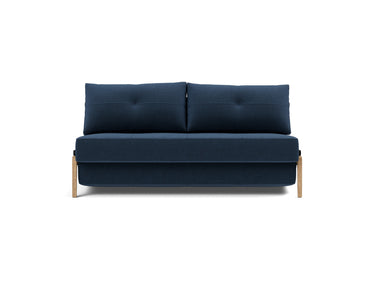 Cubed 160 Wood sovesofa i 414 Esina Indigo Blue, set forfra