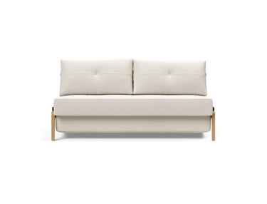 Cubed 160 Wood sovesofa i 531 Bouclé Off White, set forfra